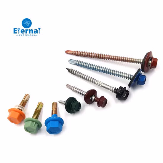 Vis de toiture Vis autoperceuse bimétallique Vis autotaraudeuse Vis à bois Vis pour cloisons sèches Vis pour meubles Vis mécaniques Vis Tek avec rondelle EPDM