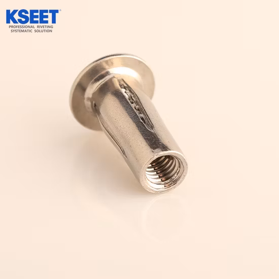 Tête large, écrous à tête plate, tête réduite. Écrous à riveter à tête mince, petite tête Csk, corps moleté à écrou à riveter à tête Csk, corps hexagonal complet. Écrous à rivet aveugle.